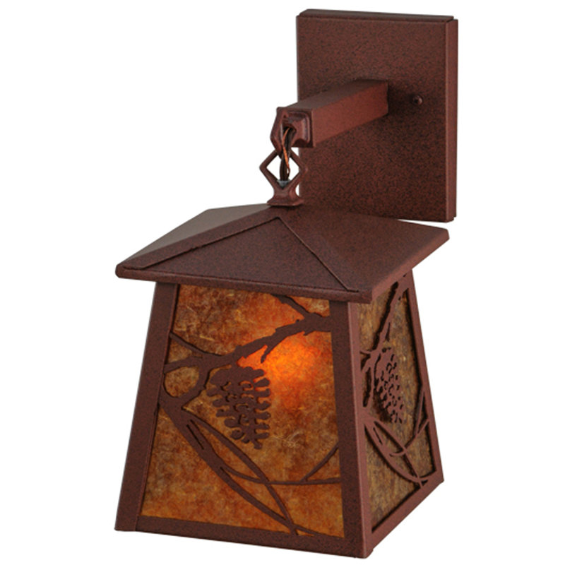 Steel Wall Light, Rust, Amber Mica