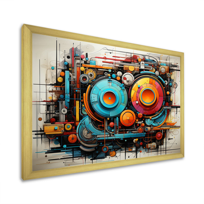 Futuriste fusion II - impression, Cadre doré à une seule photo, H 16 po x l 32 po x P 1 po