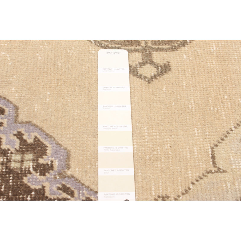 Tapis de couloir unique en laine noué à la main style années 1990 de 4 pi 2 po x 12 pi 3 po Morihisa