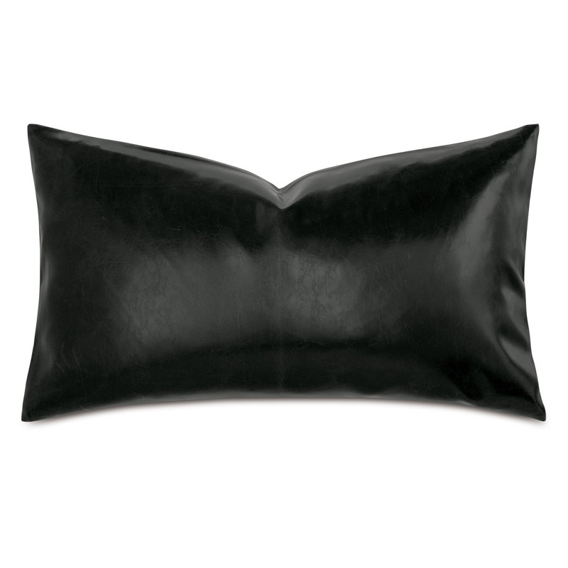 Muse Faux Leather Throw Pillow, Ink, 15"H x 26"W