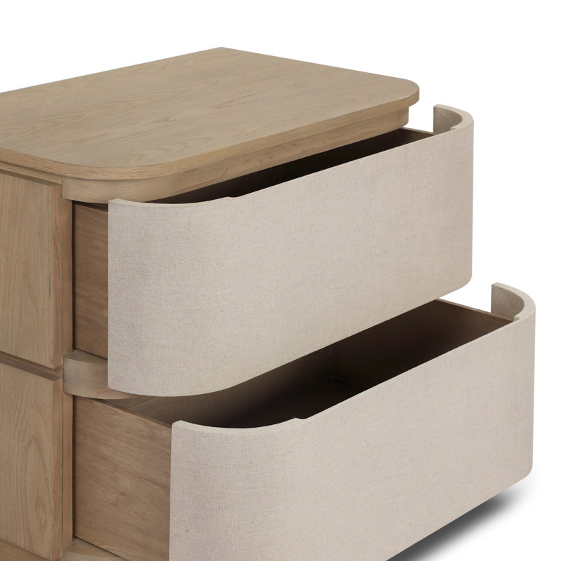 Mariella Nightstand-Beige Painted Linen