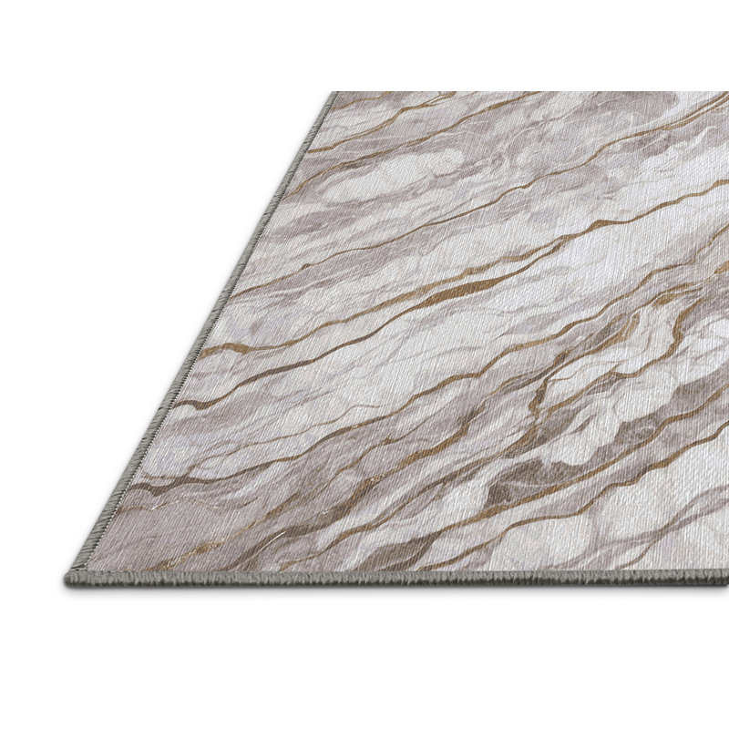 Machine Washable Gray Area Rug, Rectangle 7' x 9'
