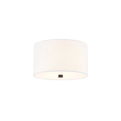 Textile - Abat-jour cylindrique encastré en lin classique - P 11 po x l 11 po x H 6,5 po