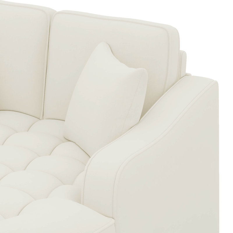 Canapé-lit rembourré avec coussins détachables, Beige