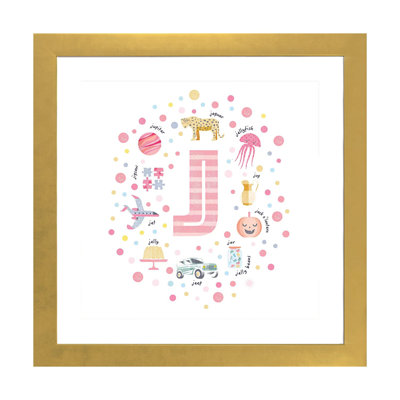 Lettre illustrée J rose - impression