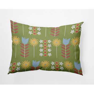 Floral Outdoor Reversible Throw Pillow