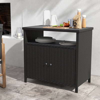 Caetlin Rectangular Wicker/Rattan Outdoor Buffet & Console Table