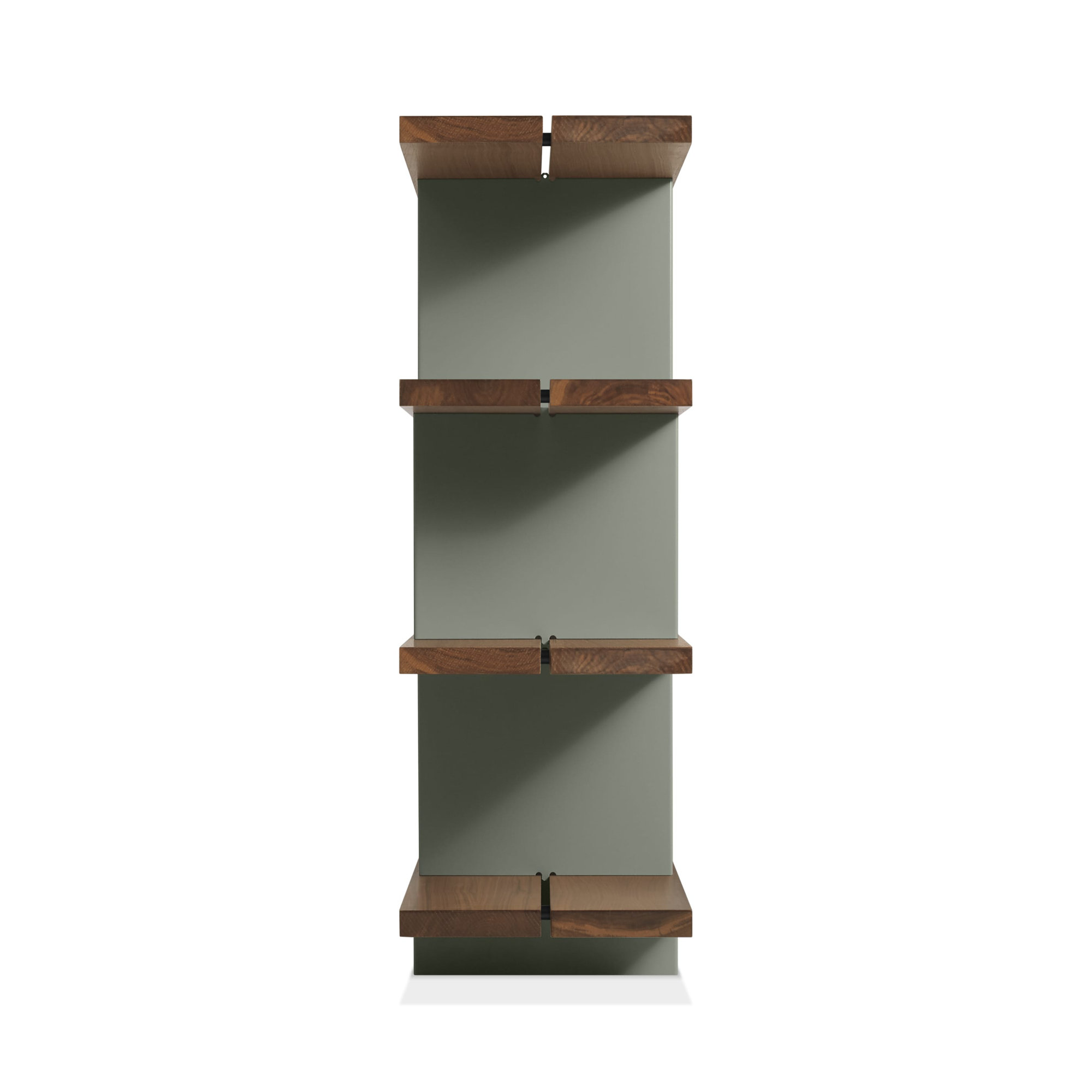 Happy Day Wide Bookcase, Walnut/Gray Green, (4 Shelves) 41" H x 81" W x 14" D