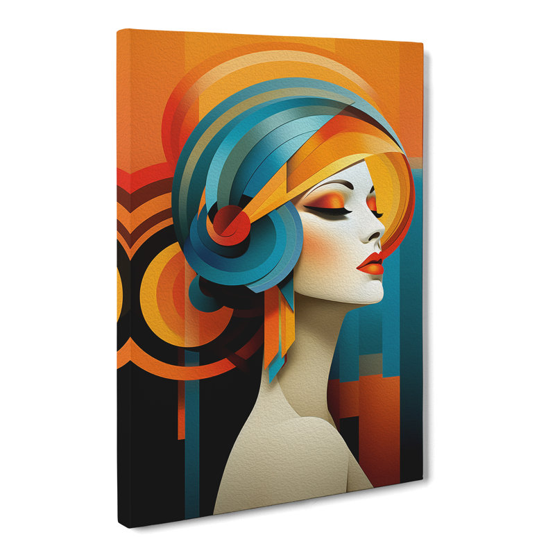 Deco Woman Colour Field - Wrapped Canvas, 60cm H x 40cm W x 3cm D