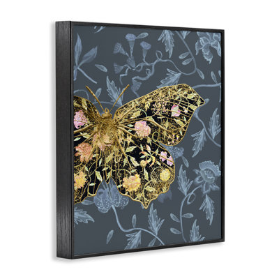 «Blue and Gold Butterfly», art de la giclée encadrée par Melissa Wang