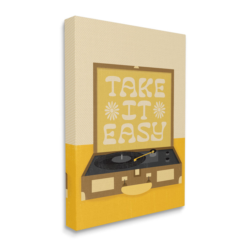 Take It Easy Motivational par - Art textuel, Toile tendue, H 48 po x l 36 po x P 1,5 po