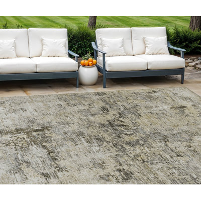 Tapis extérieur lavable abstrait taupe 8 'x 10' beige et gris