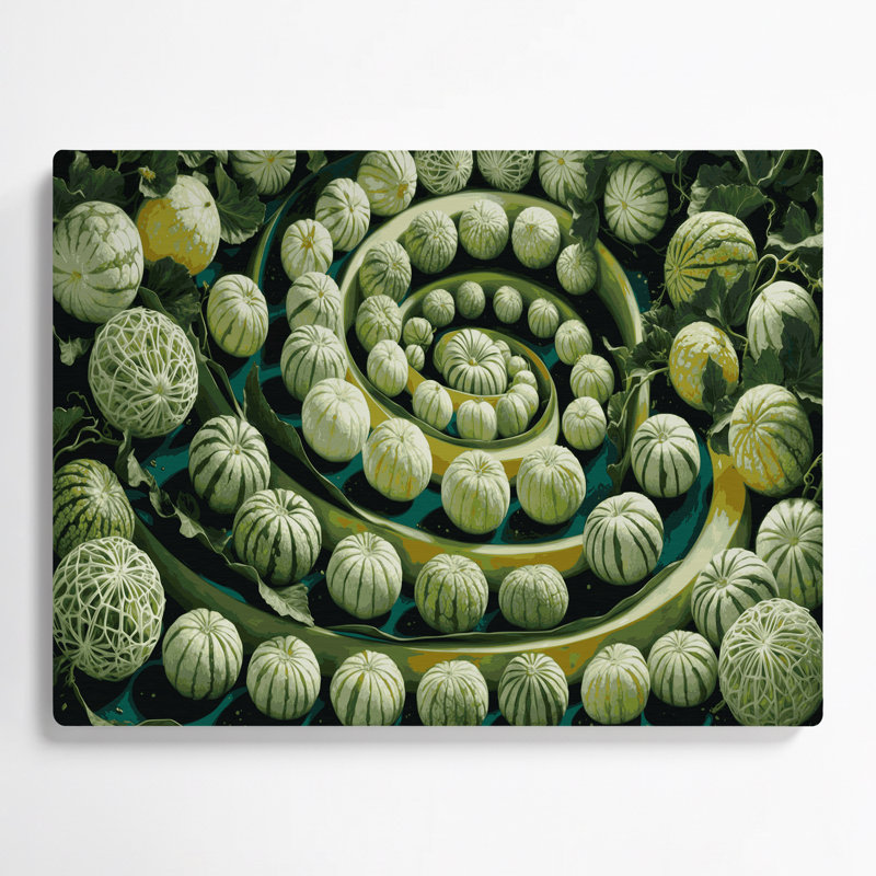 Fruit, melon coréen vert, art mural en métal, H 24 po x l 36 po