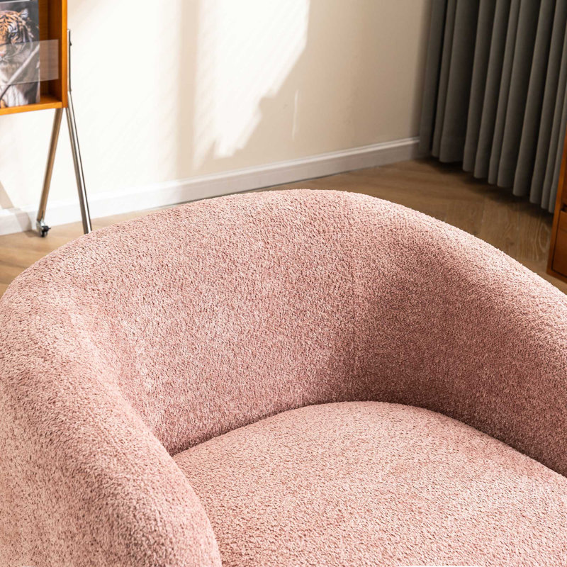 Coheman Upholstered Swivel Accent Chairs, Boucle Swivel Barrel Chair, Arm Chairs for Small Space, Blush Pink