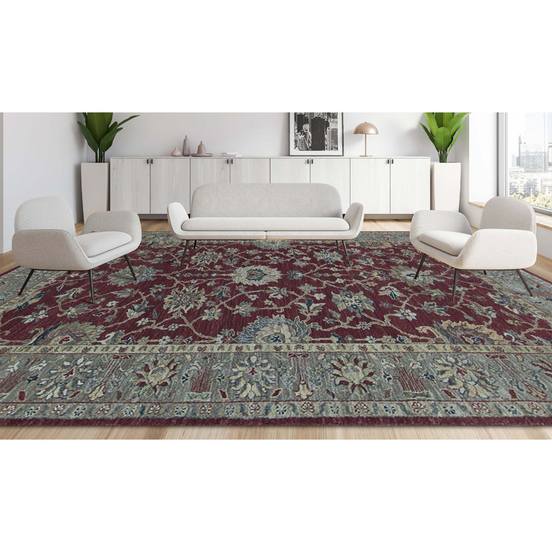 Ziegler Wool Oriental Area Rug in Wine/Beige