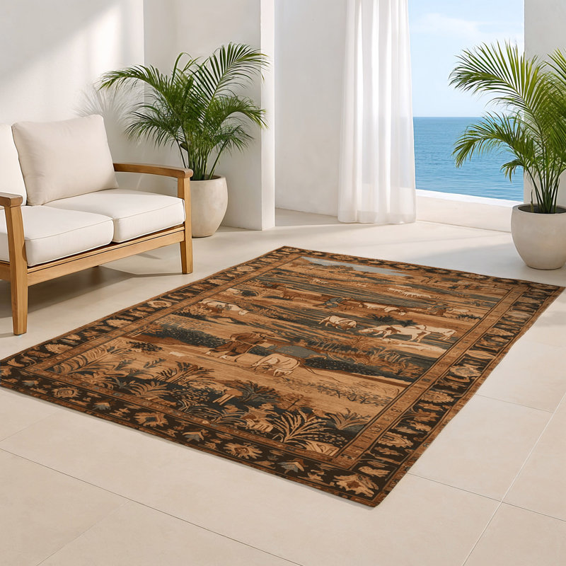 Turkish Brown Indoor and Outdoor Area Rug, Rectangle 2' x 3'