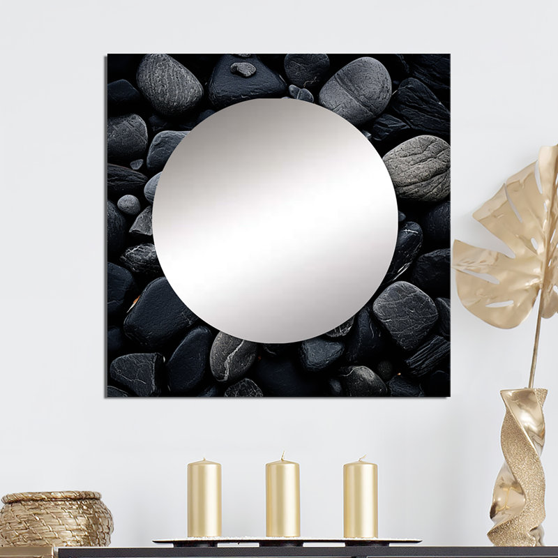 Hozel - Art mural miroir en pierre, 36 po x 36 po