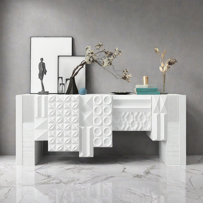 Console Modern Minimalist Art Design, H 31,5 po x l 70,87 po x P 15,75 po, Blanc