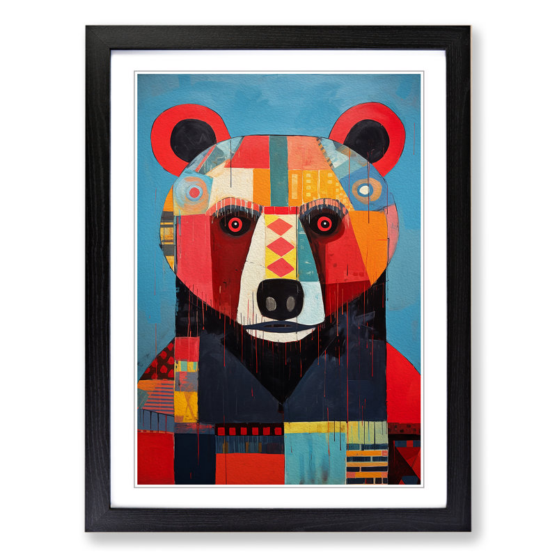 Bear Constructivism Art - Framed Print, Black Framed, 46cm H x 34cm W