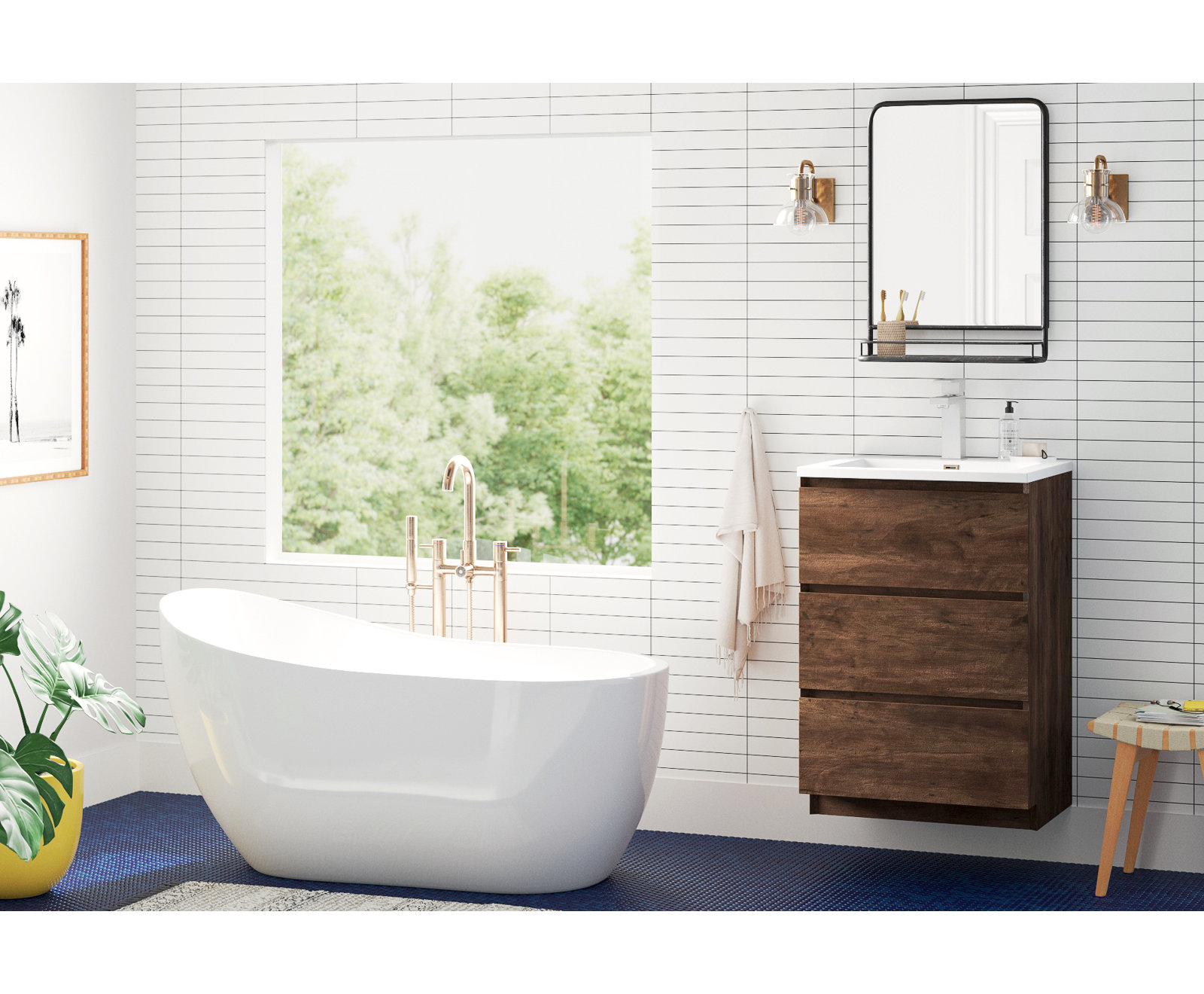 Modern Single-Handle Bathroom Faucet with Drain, Chrome