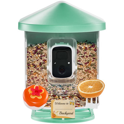 Smart Bird Feeder With Camera, 2K HD AI Identify 10,000+ Bird Species, Solar-Powered Bird Watching Camera With Auto Capture And Instant Notify, Wireless Outdoor Ideal Gift For Bird Lovers (Green)