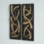 Décoration murale abstraite dimensionnelle en métal avec support en bois noir-2043270854