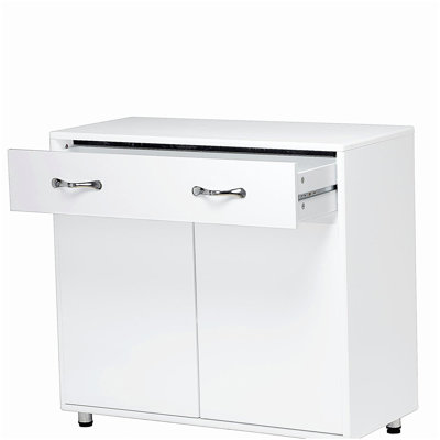 Two-door white side table