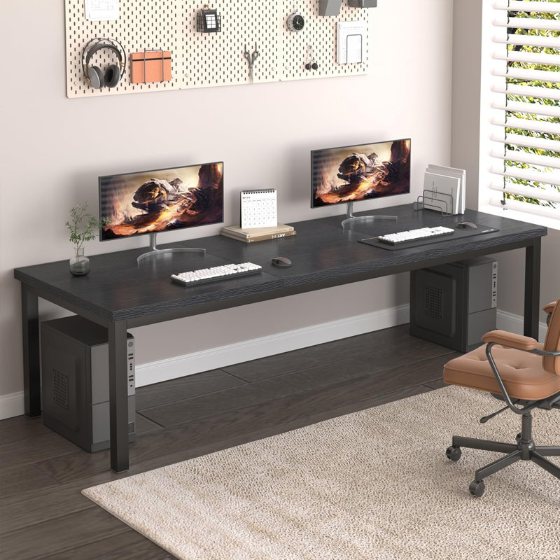 Grand bureau d'ordinateur, bureau d'ordinateur de jeu avec un design moderne, bureau d'ordinateur de bureau., Noir
