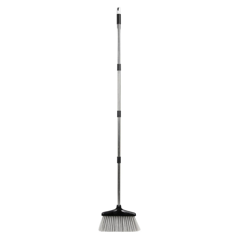 Adjustable Broom and Dustpan Set, Black/Grey