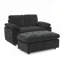 Canapé inclinable double Leisure avec dossier réglable, accoudoirs rembourrés, port de charge USB et repose-pieds de rangement assorti-1372437712