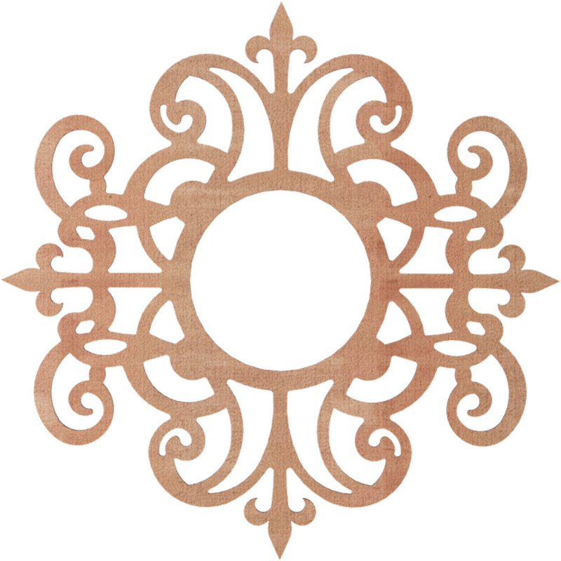 Médaillon de plafond en bois ajouré 30 po x 9 3/4 po x P 3/8 po Dijon, Cerisier, H 28 po x l 28 po x P 0,25 po