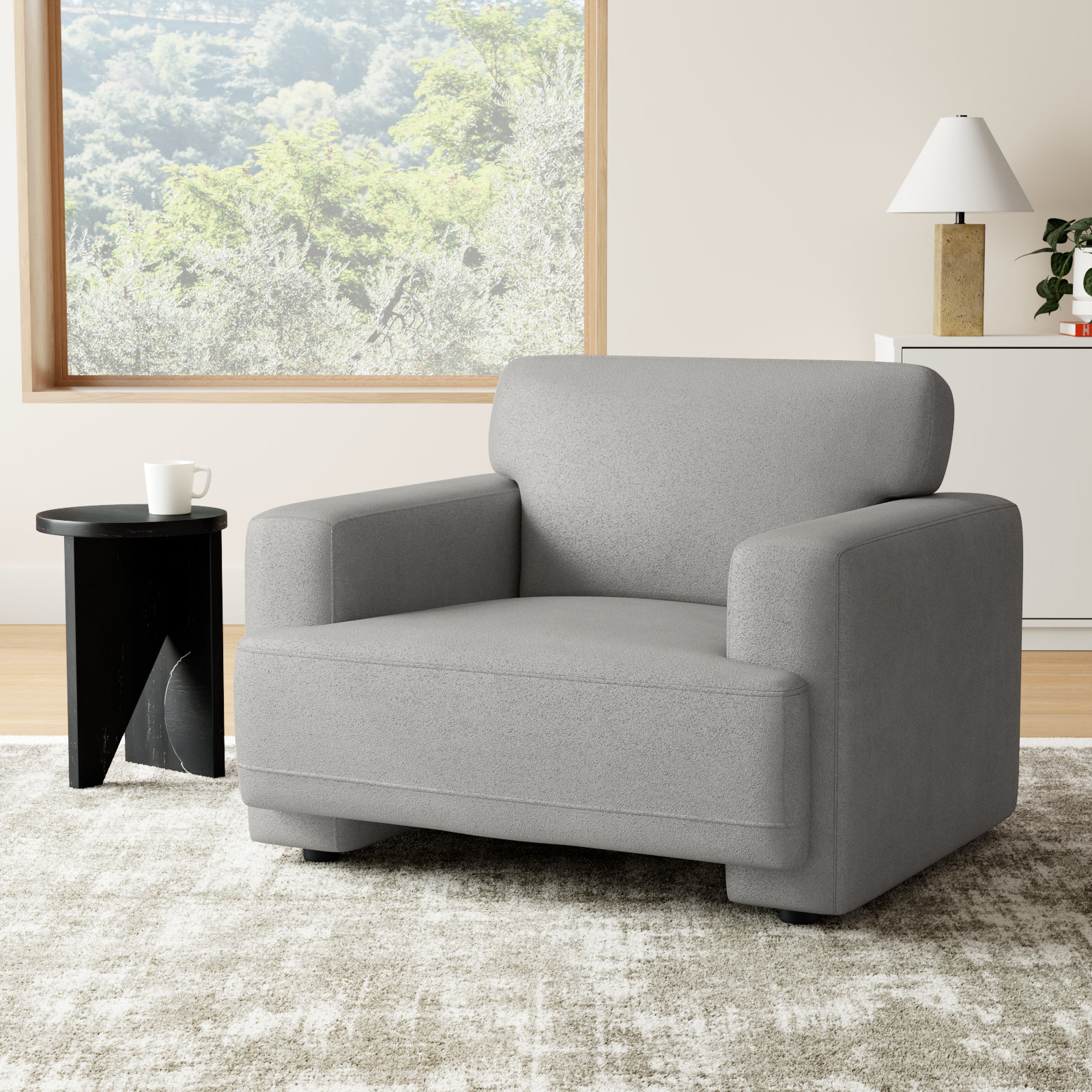 Ives Linen Armchair, Elite Dove Performance