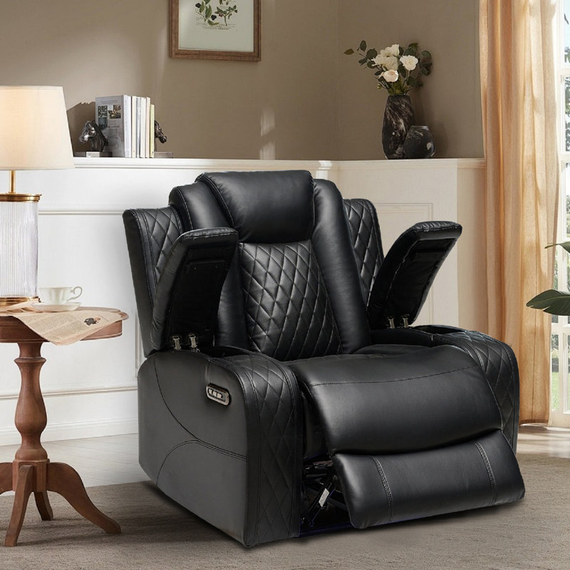 Toddy Faux Leather Power Recliner, Black