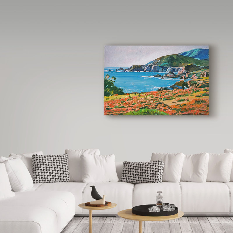 « big sur wildflowers », reproduction de peinture à l’acrylique sur toile tendue, H 12 po x l 19 po