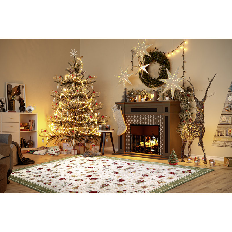 Toy's Delight Nostalgic Shine Design rug for the living room, dining room or hallway, Green, Rectangle 160 x 230cm