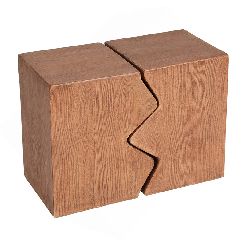 Table d'appoint MGO, ensemble de 2 tables d'appoint rectangulaires d'extérieur, tabourets de jardin décoratifs pour l'intérieur et l'extérieur, table d'appoint, table d'appoint de patio, table de bout emboîtable, imitation bois naturel