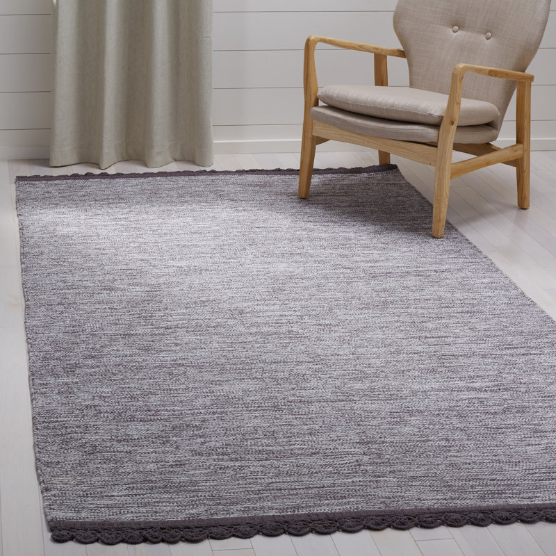 Tapis gris anthracite en coton tissé à la main et à plat Mohnton, Rectangle 3 pi x 5 pi