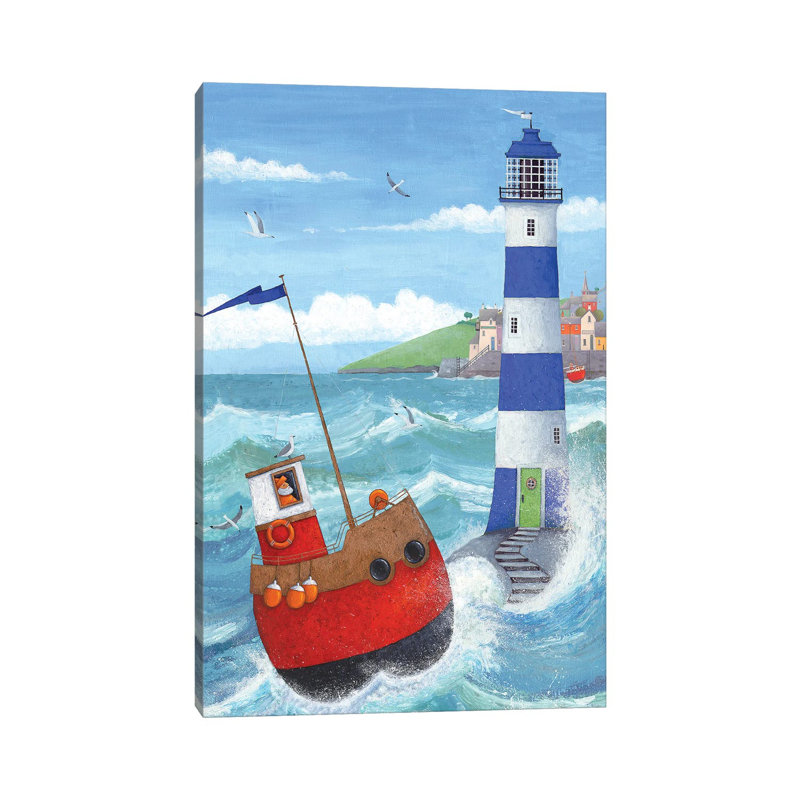 Blue Lighthouse by Peter Adderley - Wrapped Canvas Gallery-Wrapped Canvas Giclée, 30.48 cm H x 45.72 cm W