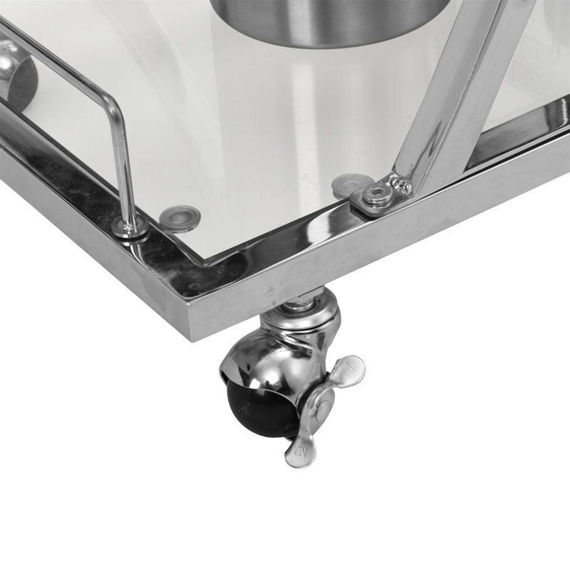 Chariot-bar contemporain en chrome avec support à vin