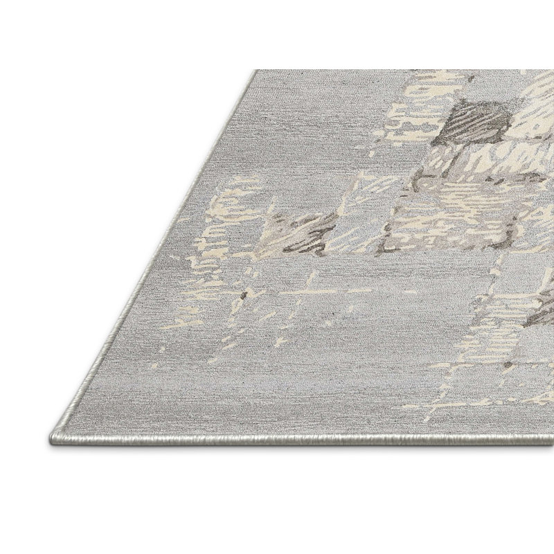 Tapis abstrait gris / beige, Rectangle 7 pi x 10 pi