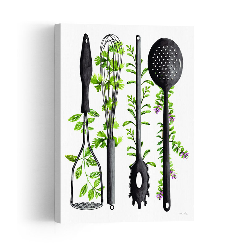 Ustensiles de cuisine - Affiche murale abstraite et fantaisiste représentant un paysage de fruits, H 18 po x l 12 po
