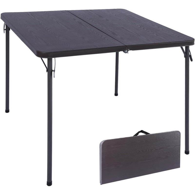 Table carrée pliante 34 ", table de jeu et de table pliante portative 34", brun, Brown