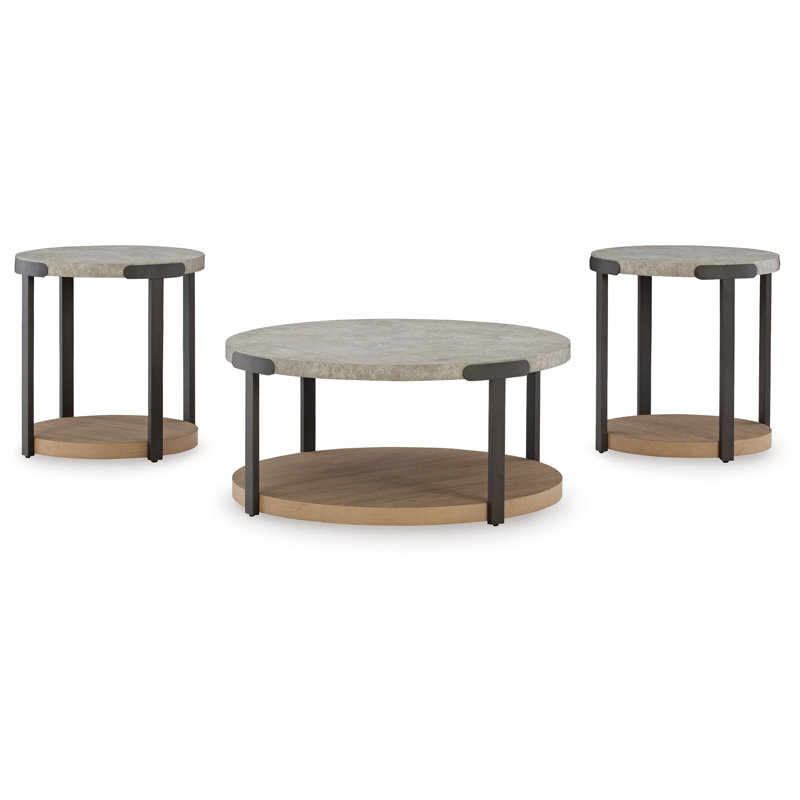 Ensemble de tables de bout 3 pièces avec plateau et roulettes gris