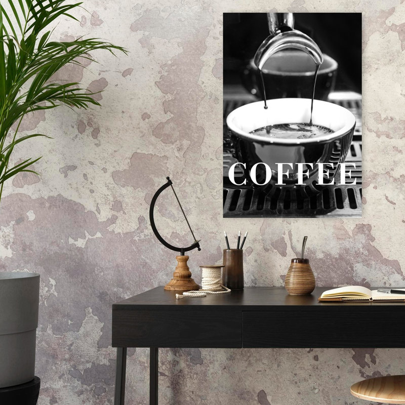 Art mural contemporain fraîchement coulé espresso, H 24 po x l 16 po