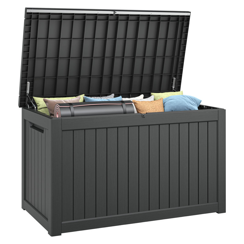 Boîte de rangement d'extérieur imperméable avec couvercle verrouillable 260 gallons, Noir