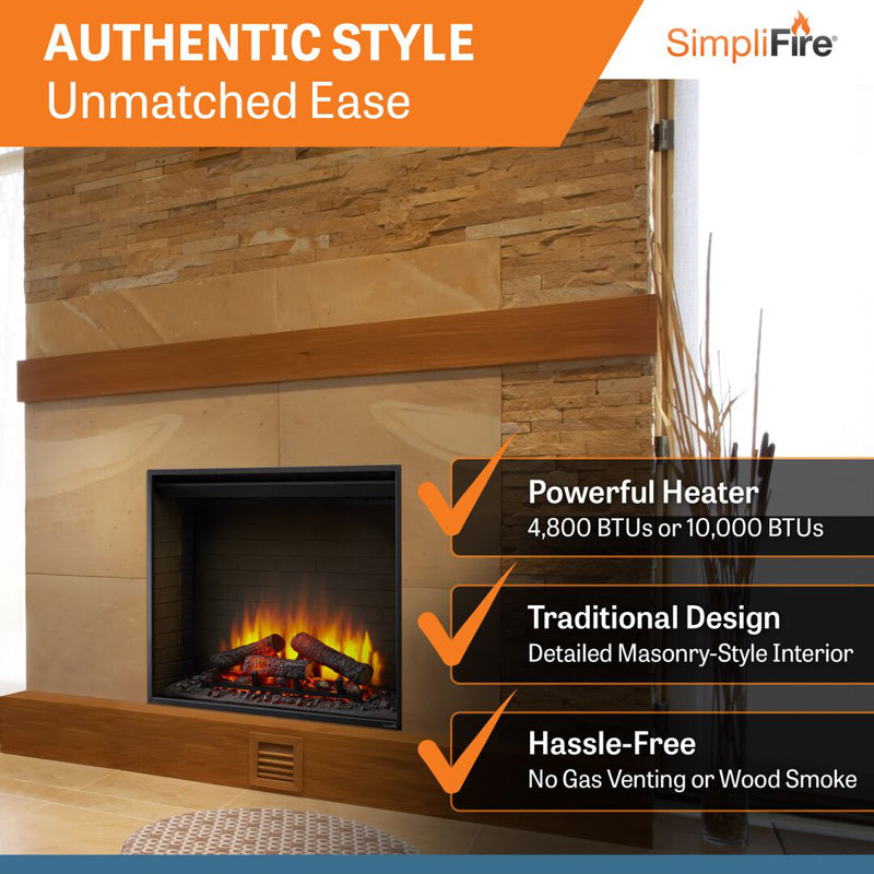 SimpliFire 36-in Built-In Electric Fireplace SF-BI36-E / SF-BI36-EB