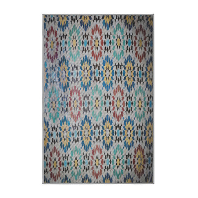 Tapis vert/brun/rouge tissé à la machine