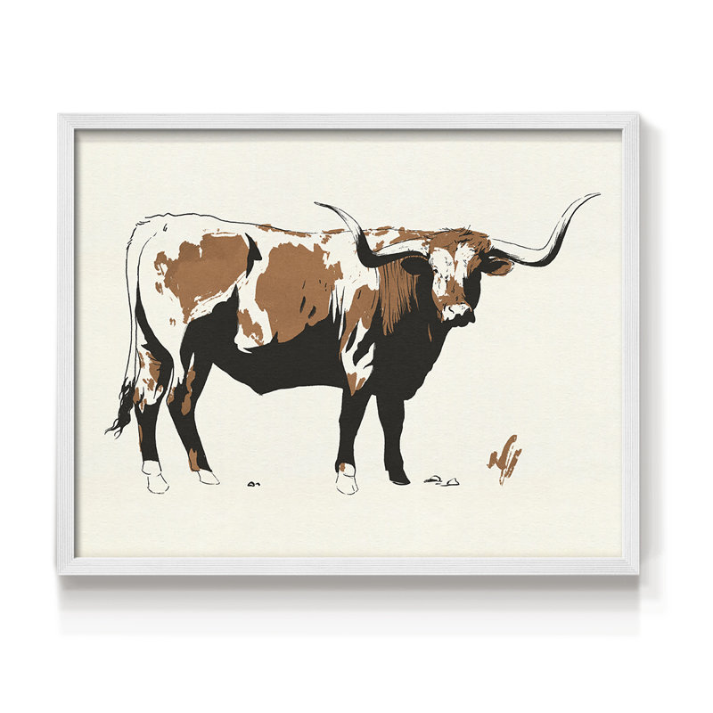 Terre Cotta Steer I - reproduction encadrée - réarmable, H 8 po x l 10 po, Blanc