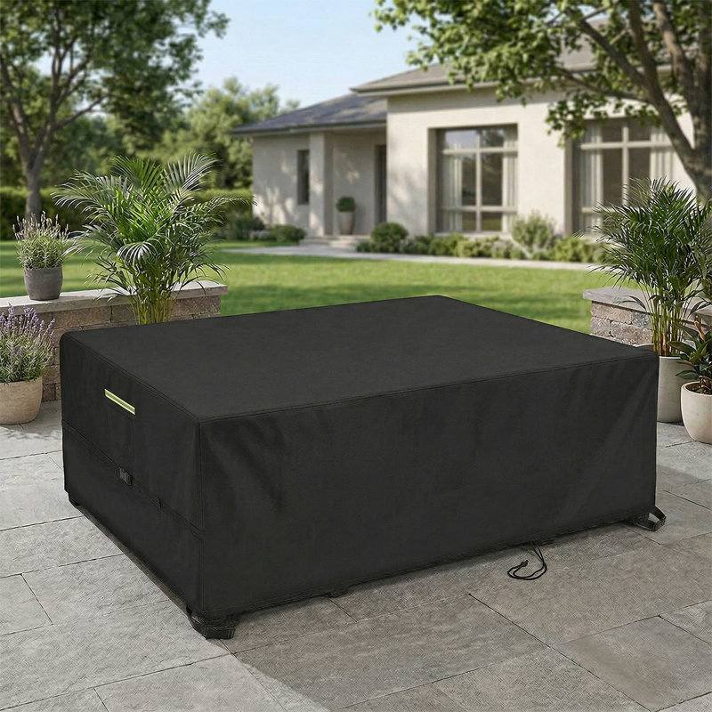 600D Oxford Heavy Duty Patio Furniture Cover, Waterproof All-Weather Outdoor Cover for Sectional Sofa & Rectangular Garden Dining Table Chair Set