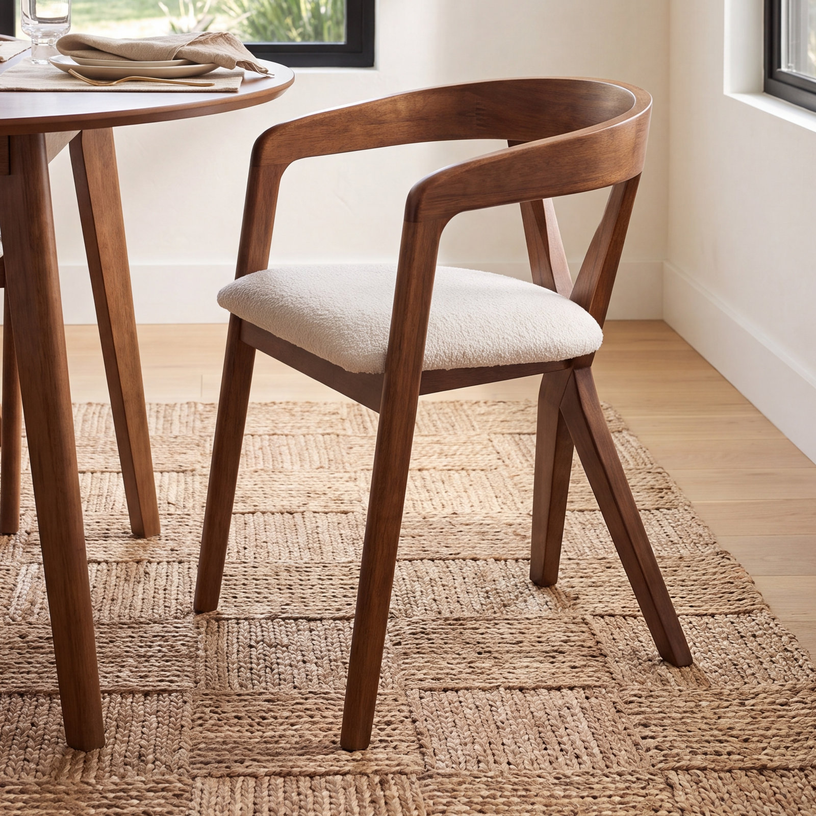 Greco Dining Armchair, Light Brown/Walnut